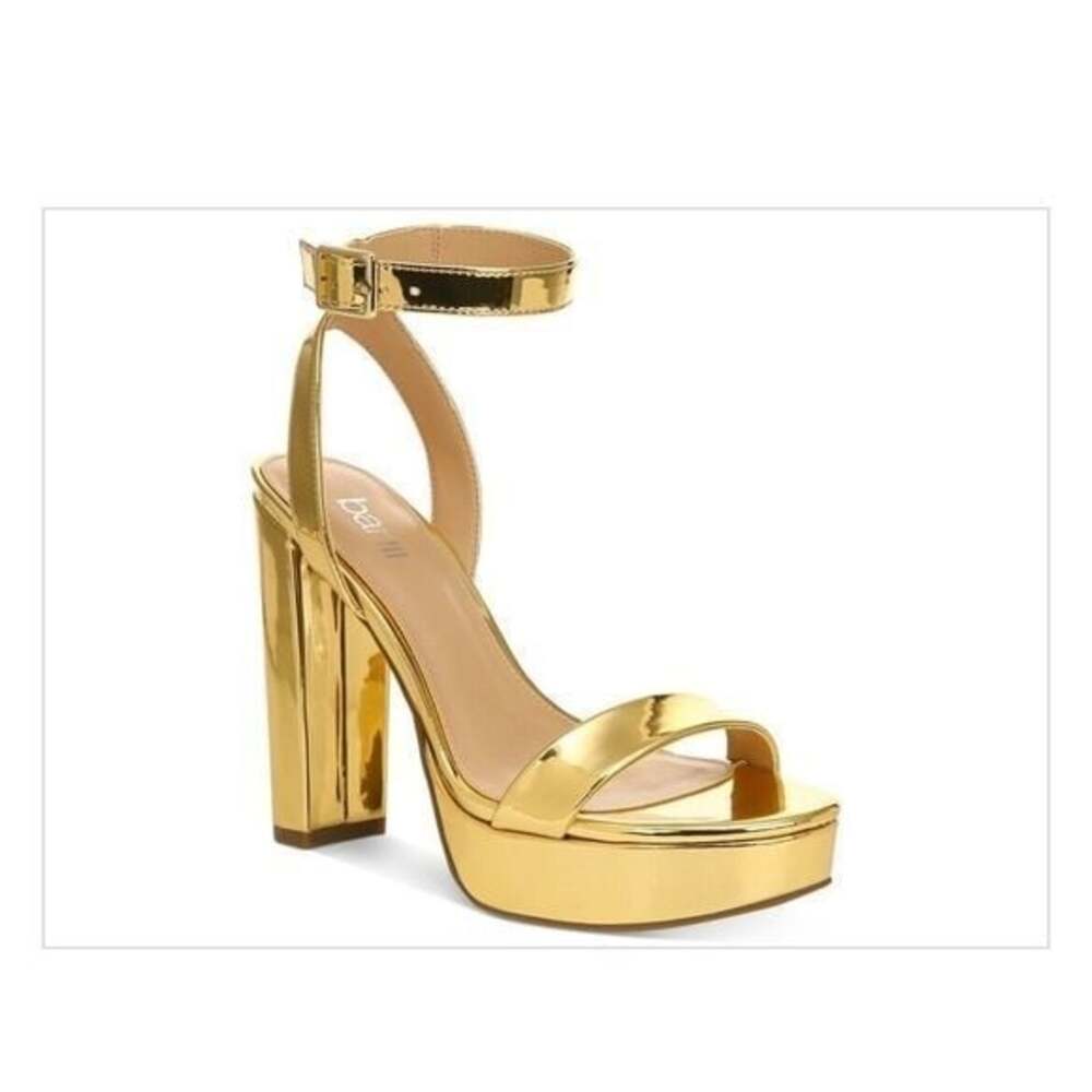 BAR III Women's Gold Patent Ivy Ankle Strap Stiletto Sandals Size 6.5 New